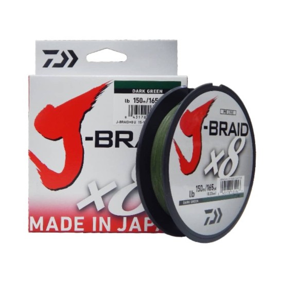 Daiwa J Braid X8 300m PE2.5 (0.22mm) Dark Green